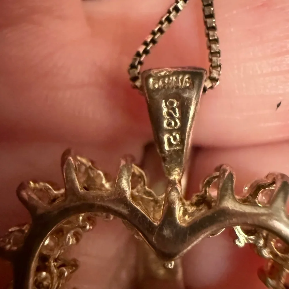Vintage 925 Sterling Silver Heart Pendant with CZ - Picture 3 of 4